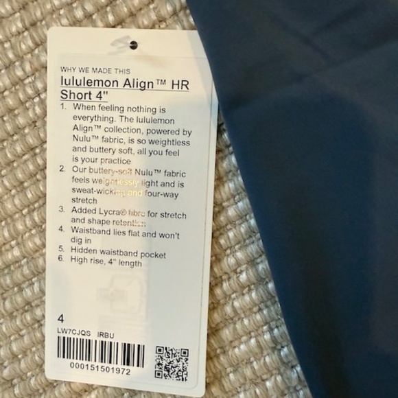 LULULEMON BNWT Align High Rise 4in Short  Size 4 - Picture 3 of 7